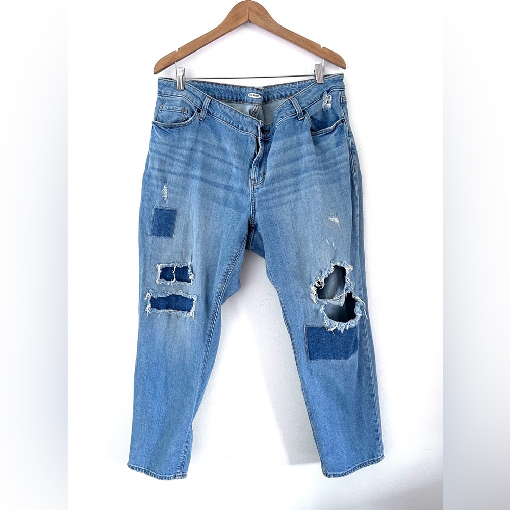 Old Navy Jeans Boyfriend Light Wash Factory Distressed Women's Plus Size 20